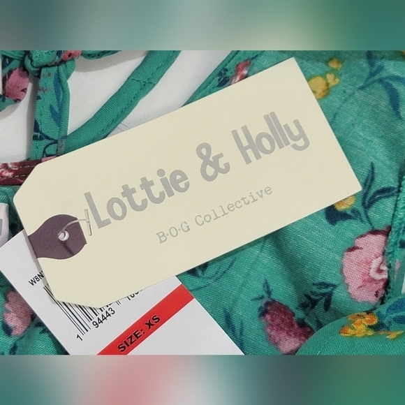 Lottie & Holly B.O.G Collective Green Floral Ruffle Dress Women's Size Large NWT - Picture 3 of 9